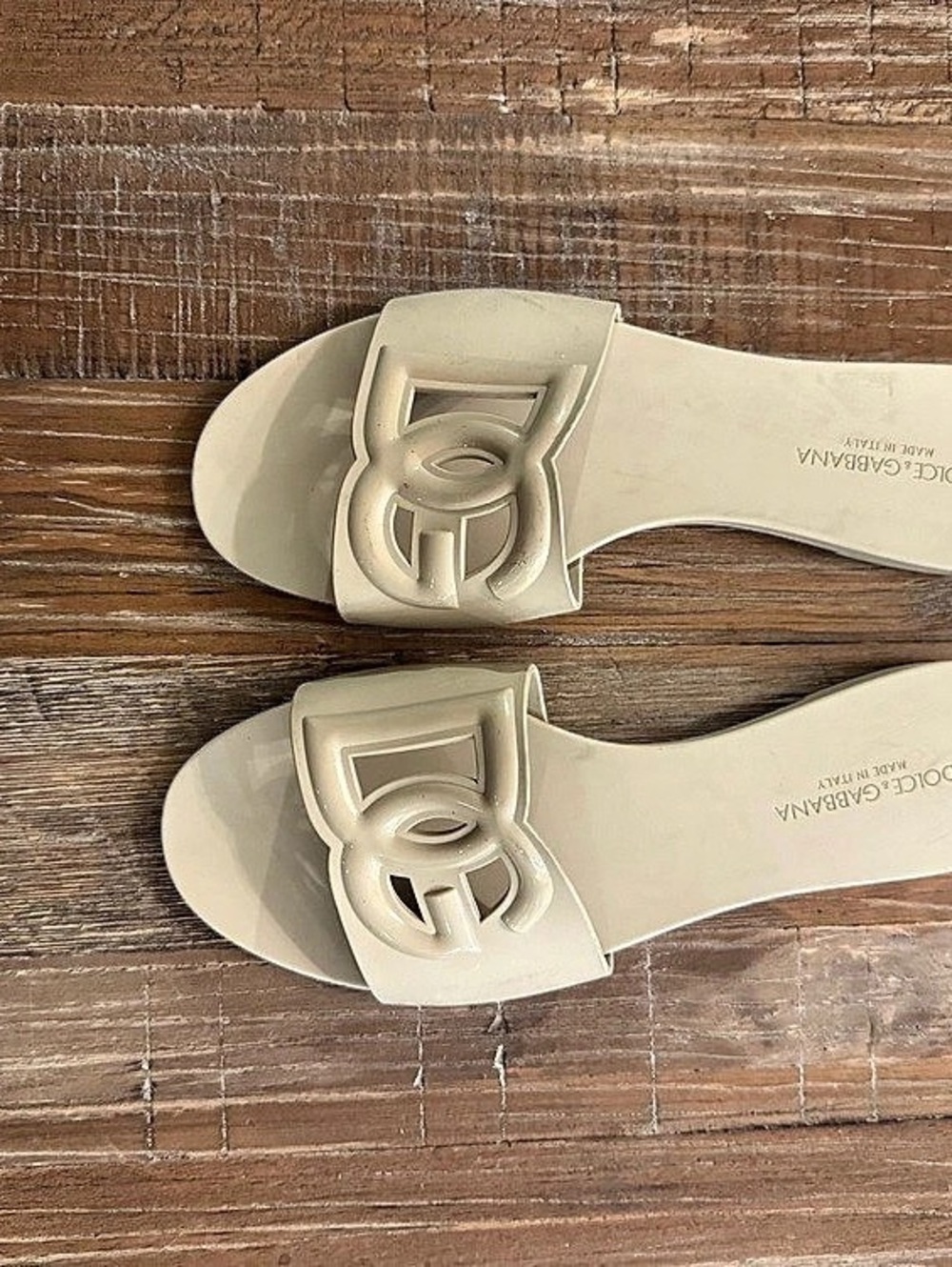Dolce & Gabbana DG Rubber Slides Cream EU 41